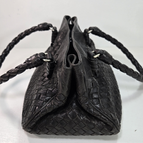 Bottega Veneta Woven Embossed Leather Dark Brown Tote Bag - Picture 7 of 15